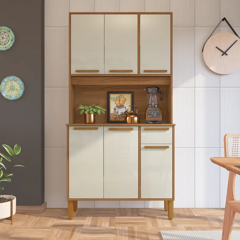 Kit Mueble Cocina 6 Puertas 1 Cajón Repisas Interiores 90 Cm