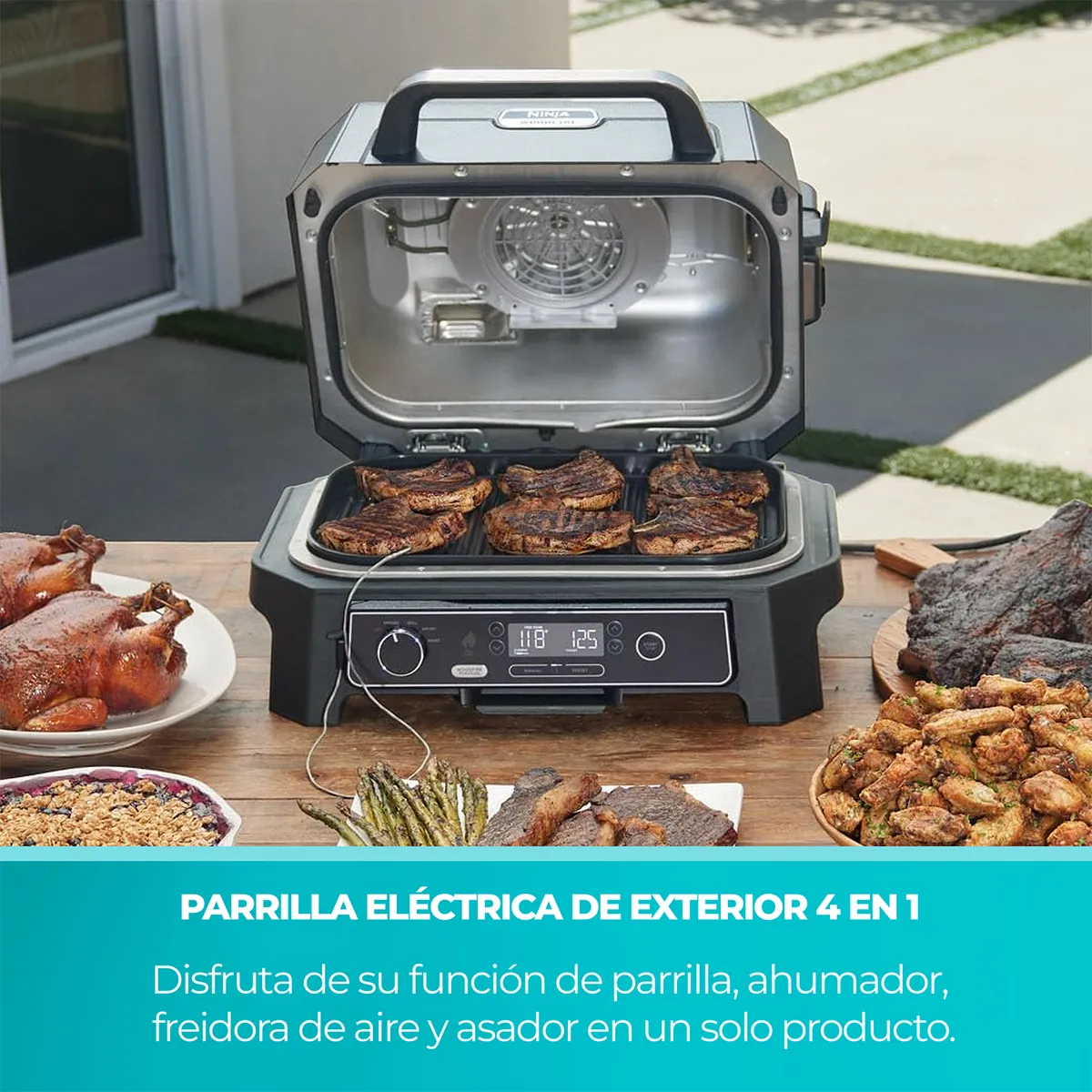NINJA - Parrilla XL con Ahumador Eléctrica 1700 W Negro OG850EU