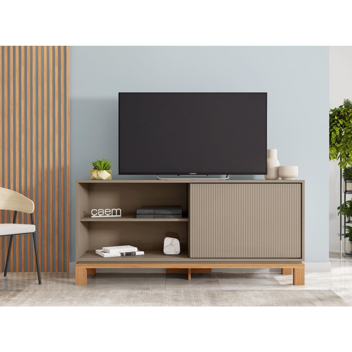 DECOCASA - Rack 55 " Mondrian Gris Castaño 136x61.9x35.9 cm