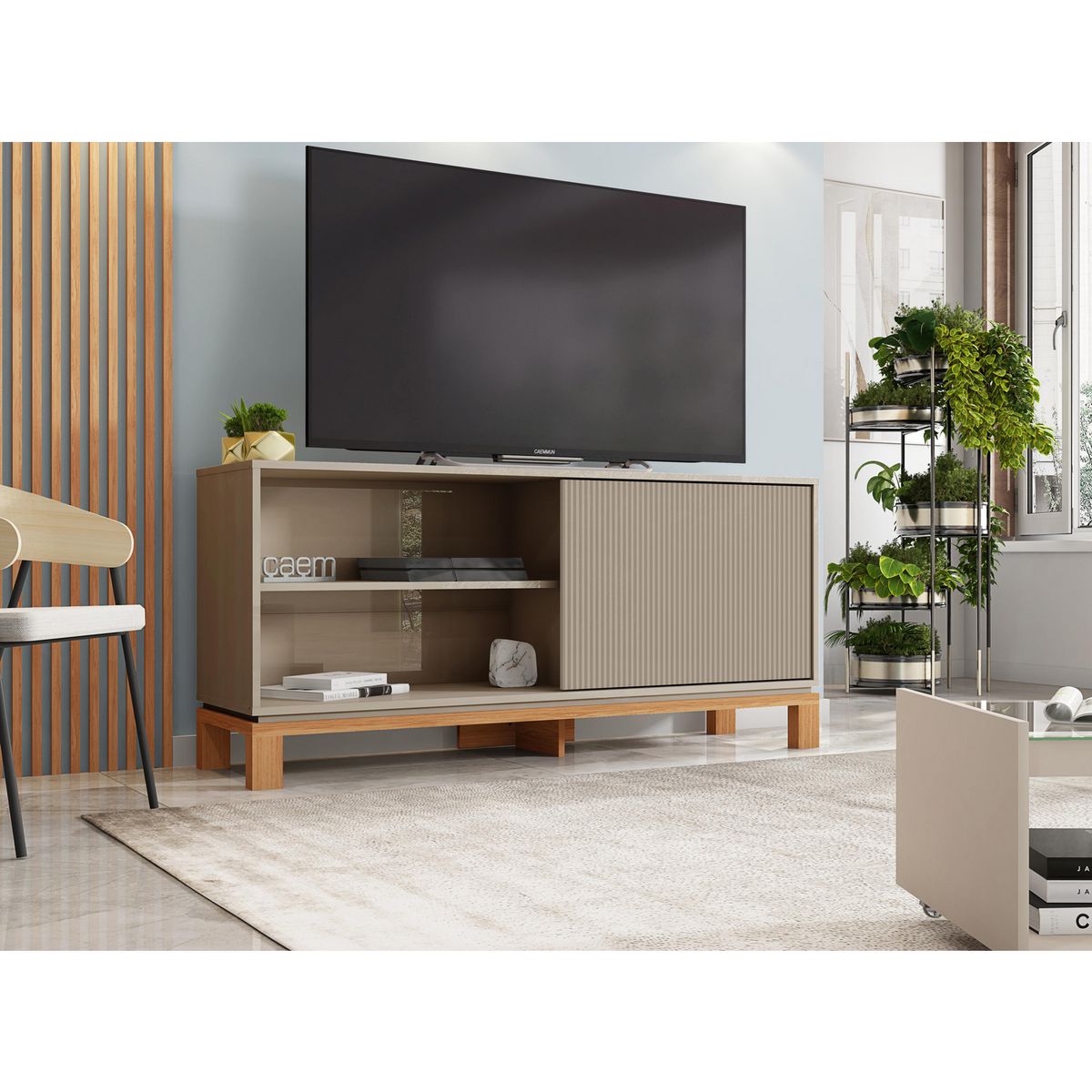 DECOCASA - Rack 55 " Mondrian Gris Castaño 136x61.9x35.9 cm