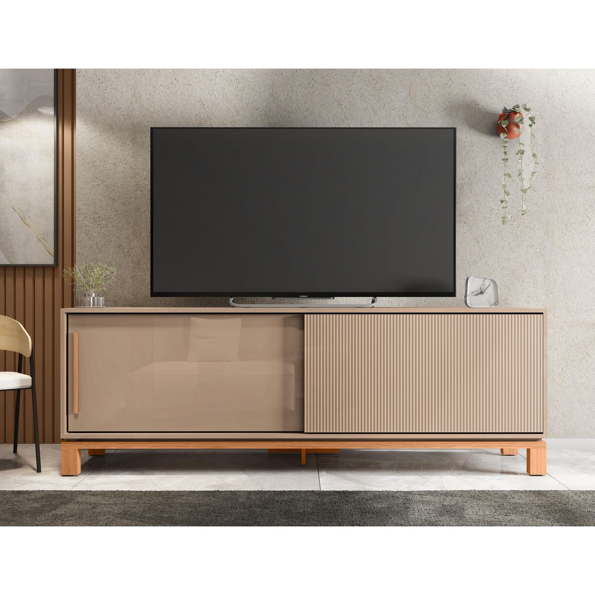 DECOCASA - Rack 75 " Mondrian Gris Castaño 179x61.9x37.9 cm