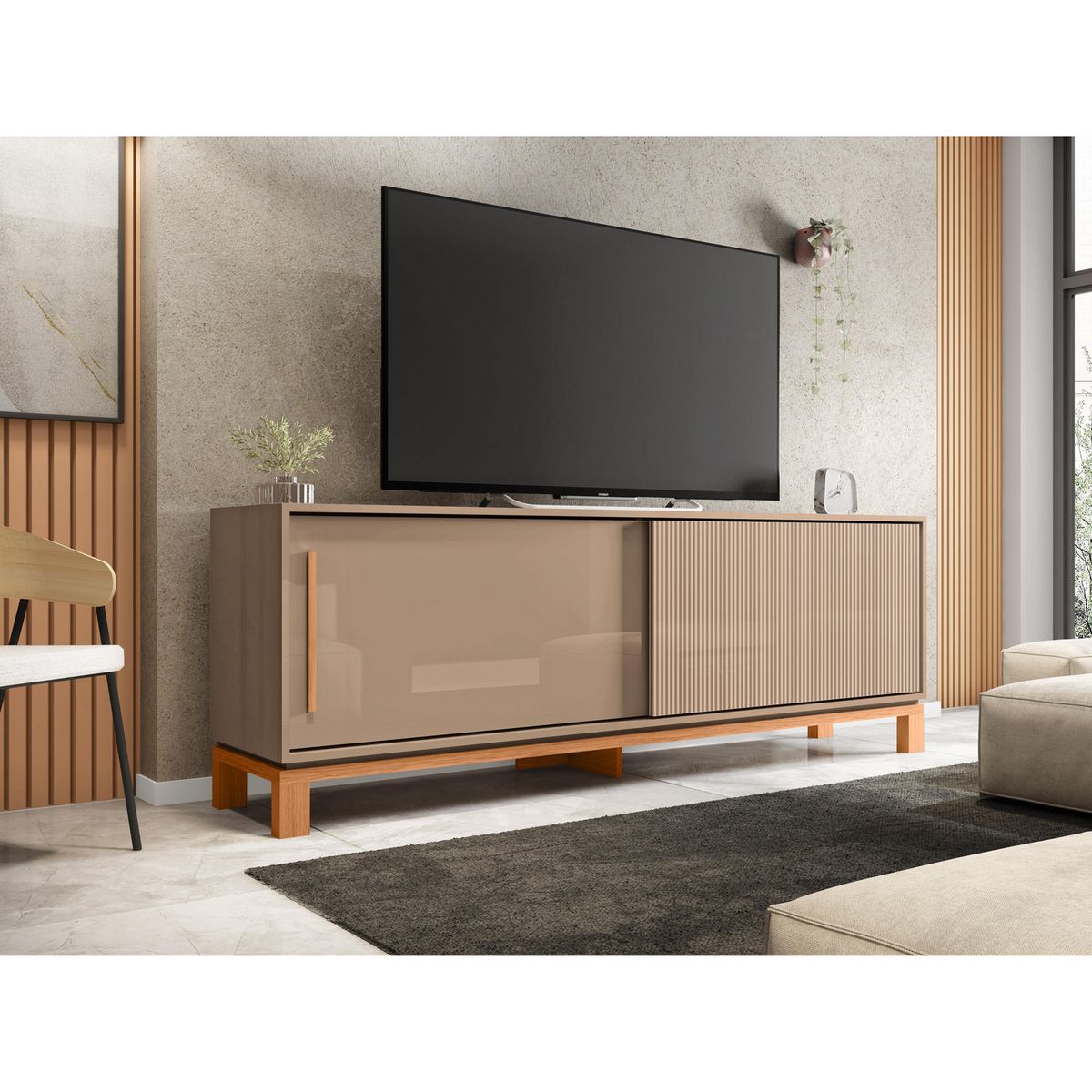 DECOCASA - Rack 75 " Mondrian Gris Castaño 179x61.9x37.9 cm