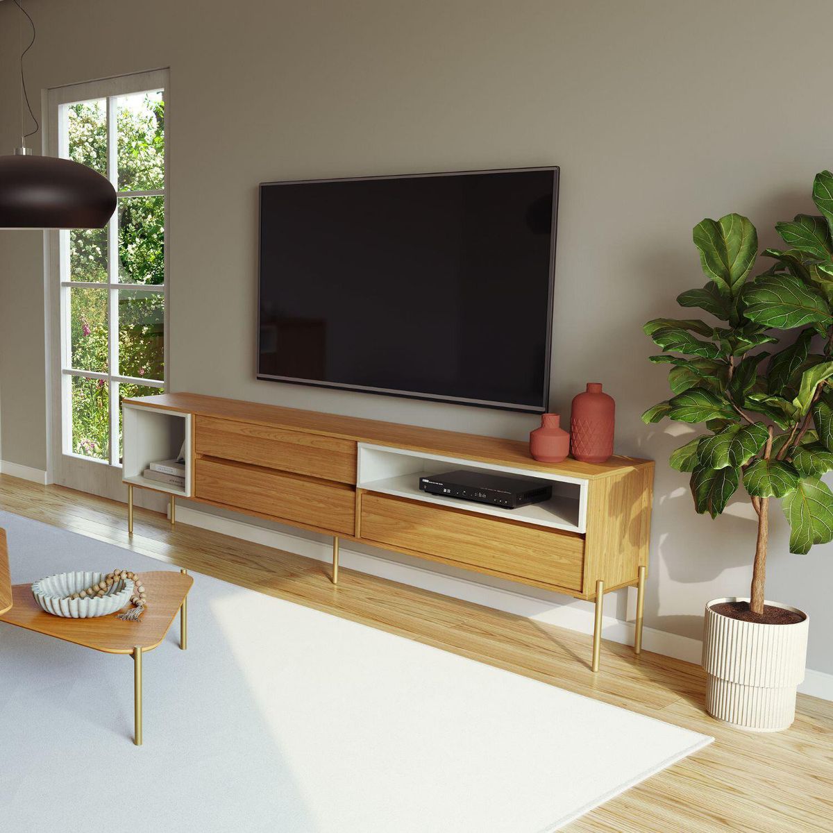 DECOCASA - Rack 75 " R425 Castaño Off White 224x60x37.5 cm