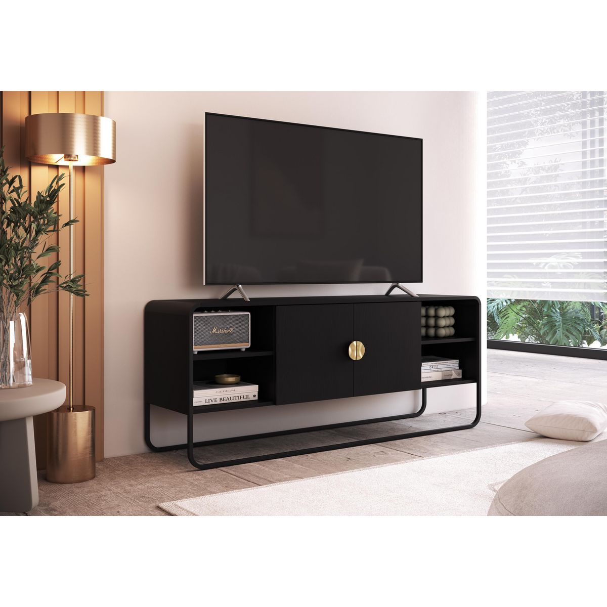 DECOCASA - Rack 55 " 28070 Negro 150x60x37.5 cm