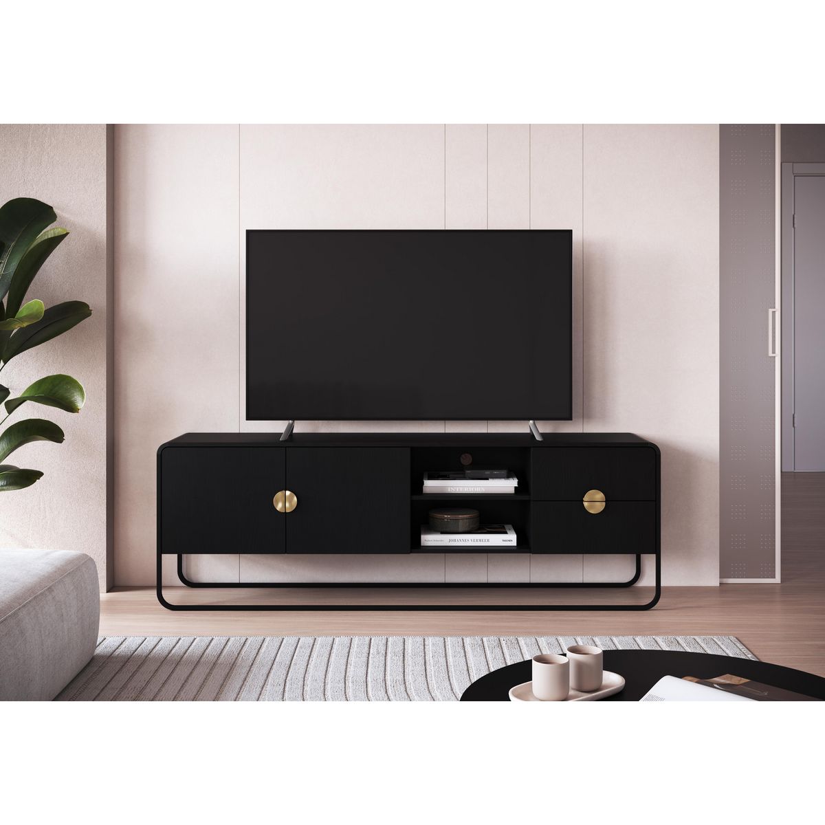 DECOCASA - Rack 75 " 28076 Negro 180x60x37.5 cm
