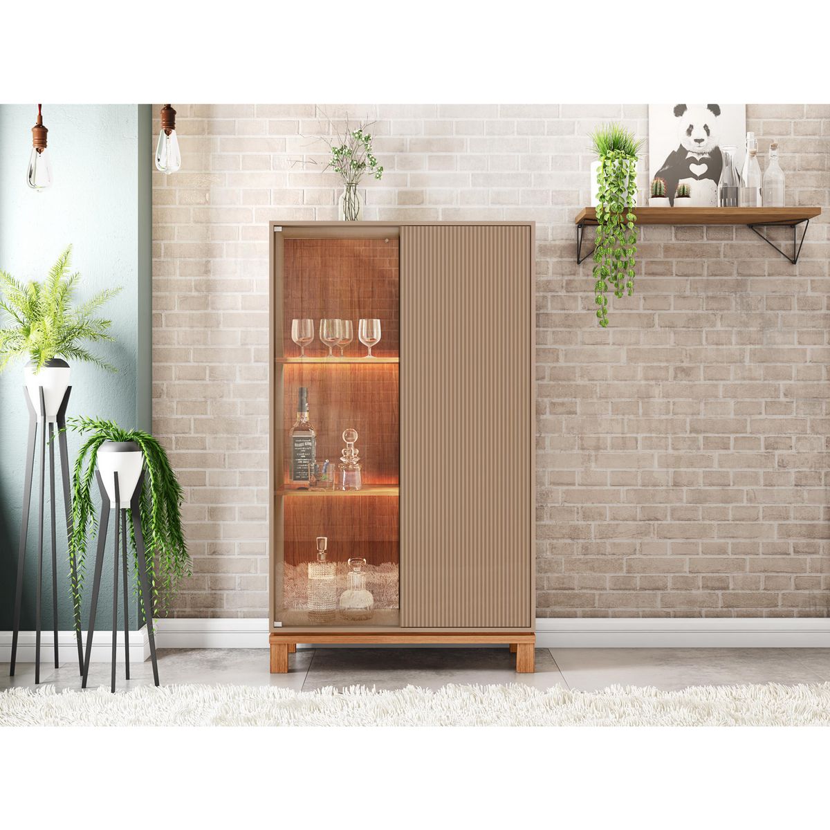 DECOCASA - Vitrina Mondrian gris Cast