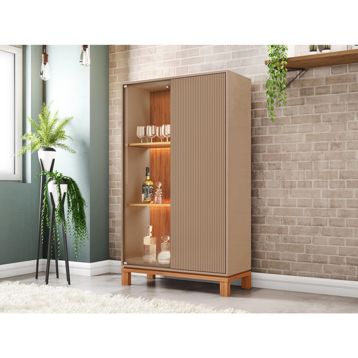 DECOCASA - Vitrina Mondrian gris Cast