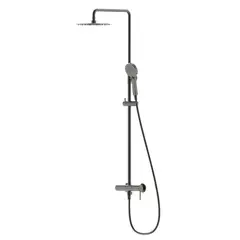 KLIPEN - Columna de ducha acero inoxidable duchas ABS flexible 150 cm gun grey