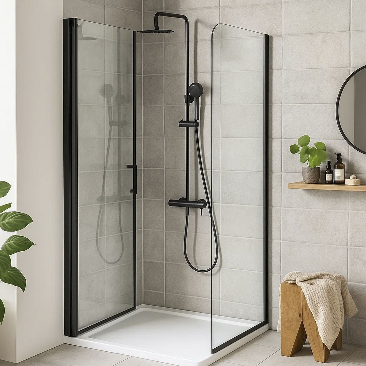 KLIPEN - Columna de ducha acero inoxidable duchas ABS flexible 150 cm gun grey