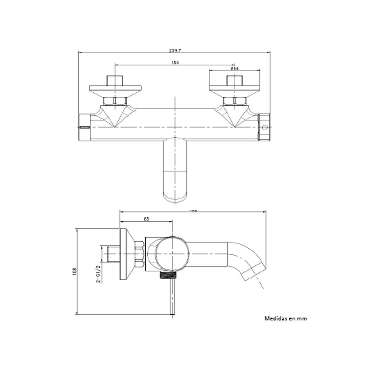 KLIPEN - Mezclador tina-ducha Trend Grey