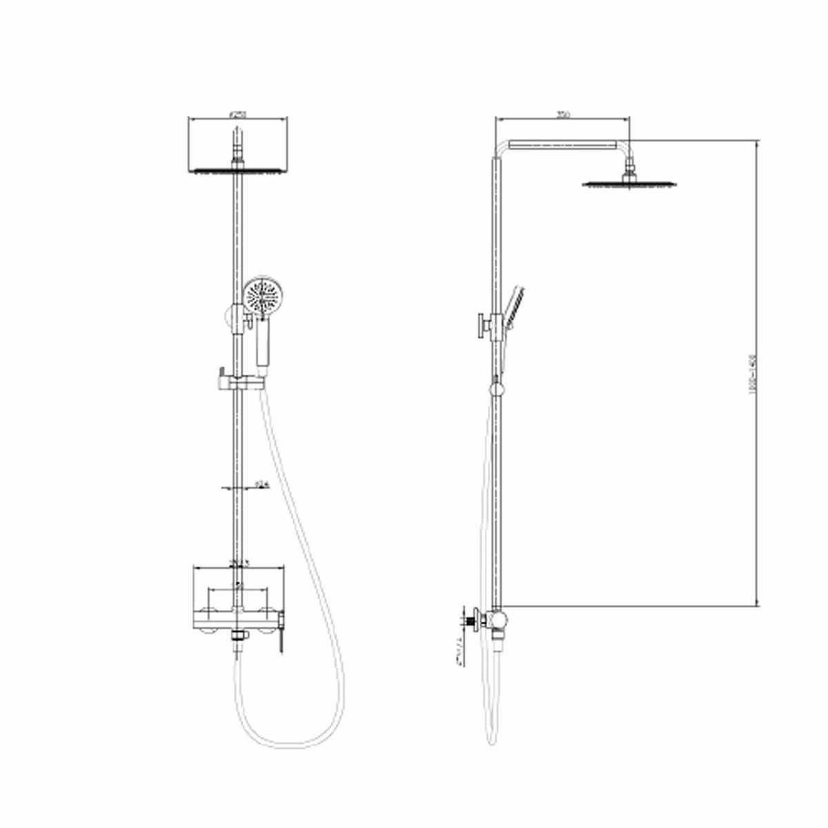 KLIPEN - Columna de ducha acero inoxidable duchas ABS flexible 150 cm