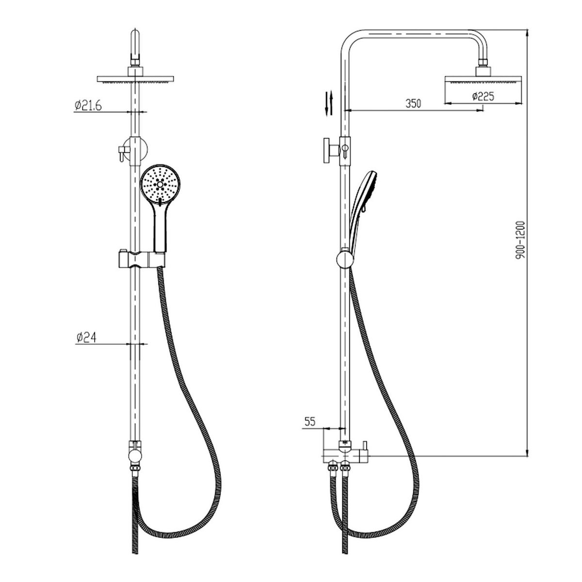 KLIPEN - Columna de ducha con salida a toma de agua para mezclador