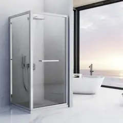 KLIPEN - Mampara Esquina de Ducha Abatible 80x198 cm Vidrio Templado 8 mm