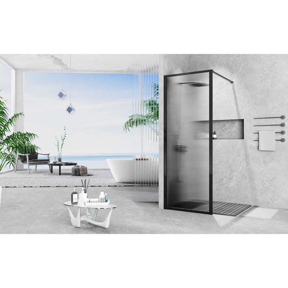 Mampara de Ducha Fija 90x198 cm Vidrio Templado 8 mm, marca KLIPEN - Foto 2
