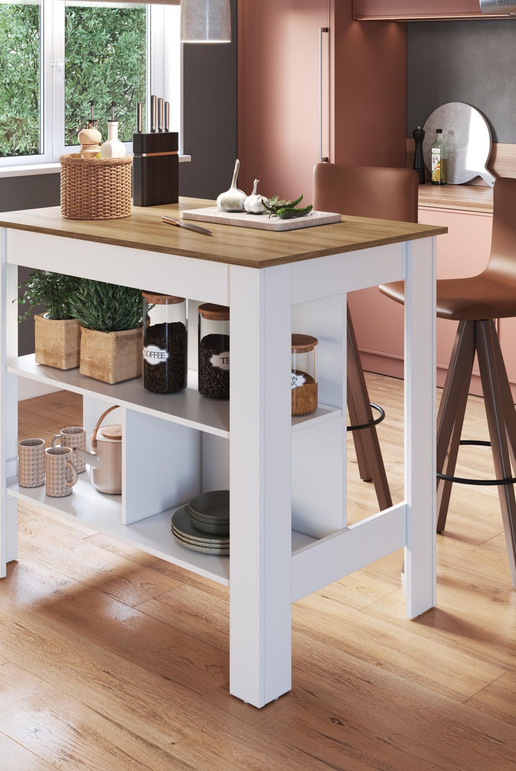 BE DESIGN - Mueble isla de cocina blanco miel Moveli