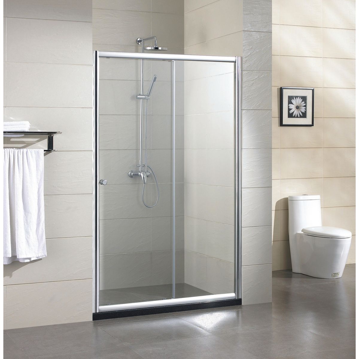 NORGLAS - Shower de Receptáculo Corredera 100x185 cm Vidrio Templado 8 mm