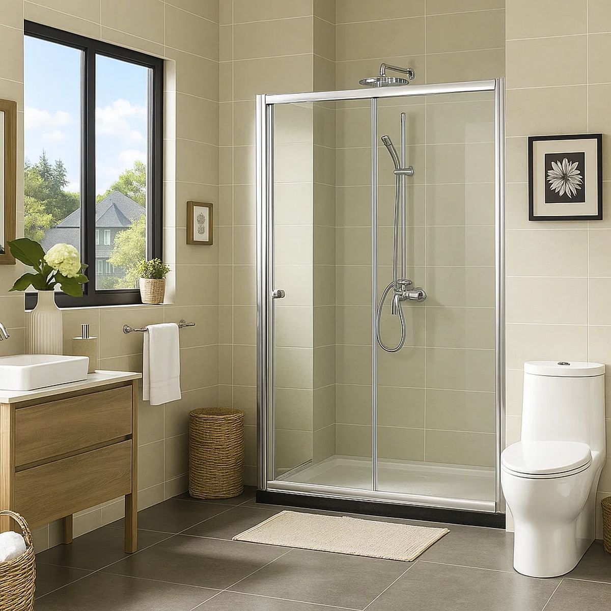 NORGLAS - Shower de Receptáculo Corredera 100x185 cm Vidrio Templado 8 mm