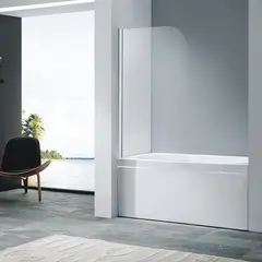 NORGLAS - Mampara de Tina Fija 90x140 cm Vidrio Templado 8 mm