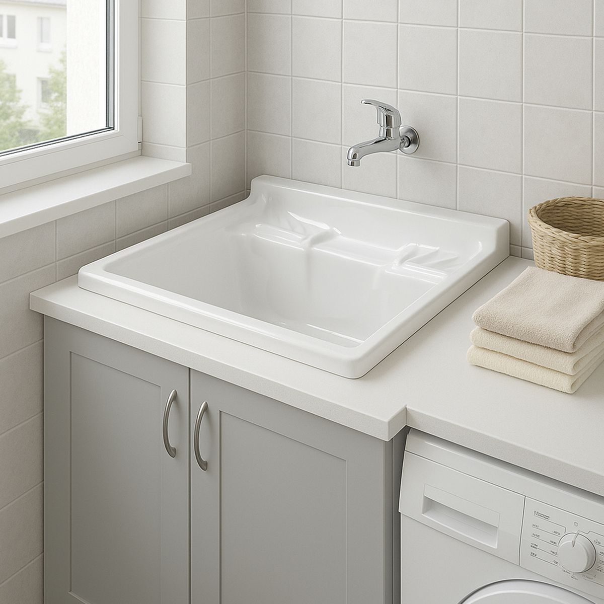 NORGLAS - Lavarropa Mediano Forma 60x40x60 cm Blanco