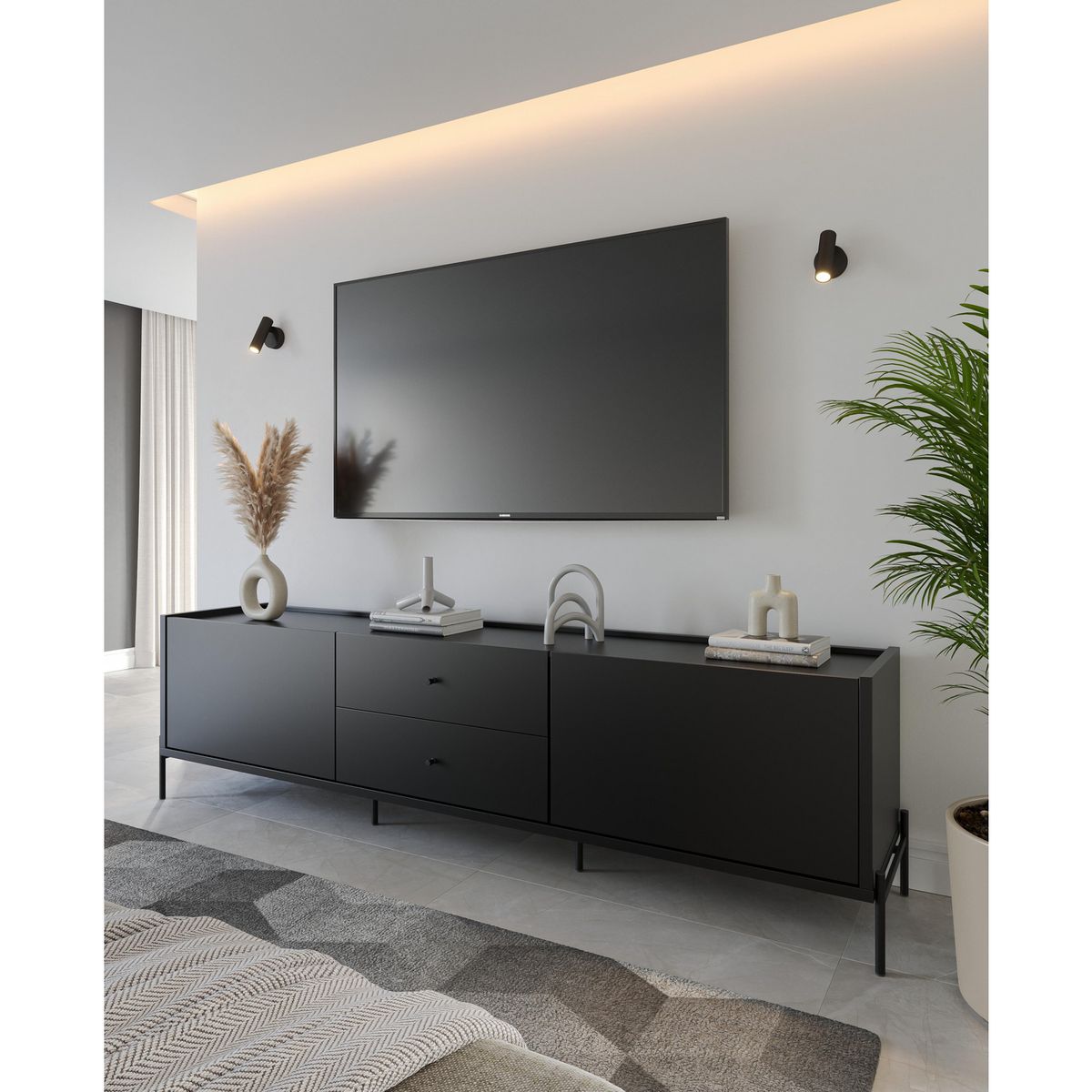 DECOCASA - Rack 75 " Jasper Negro 185x60.1x46.5 cm