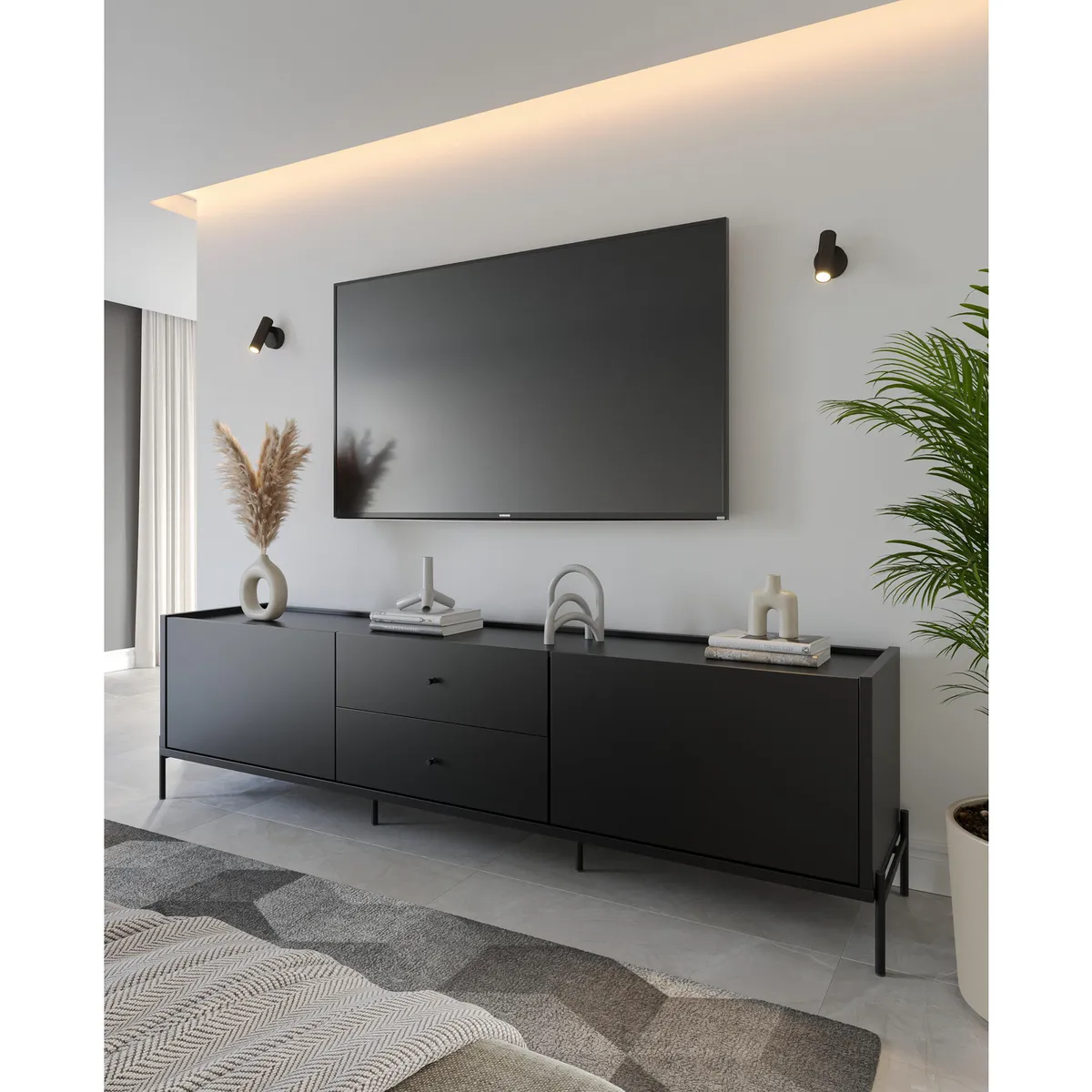 DECOCASA - Rack 75 " Jasper Negro 220x60x44 cm