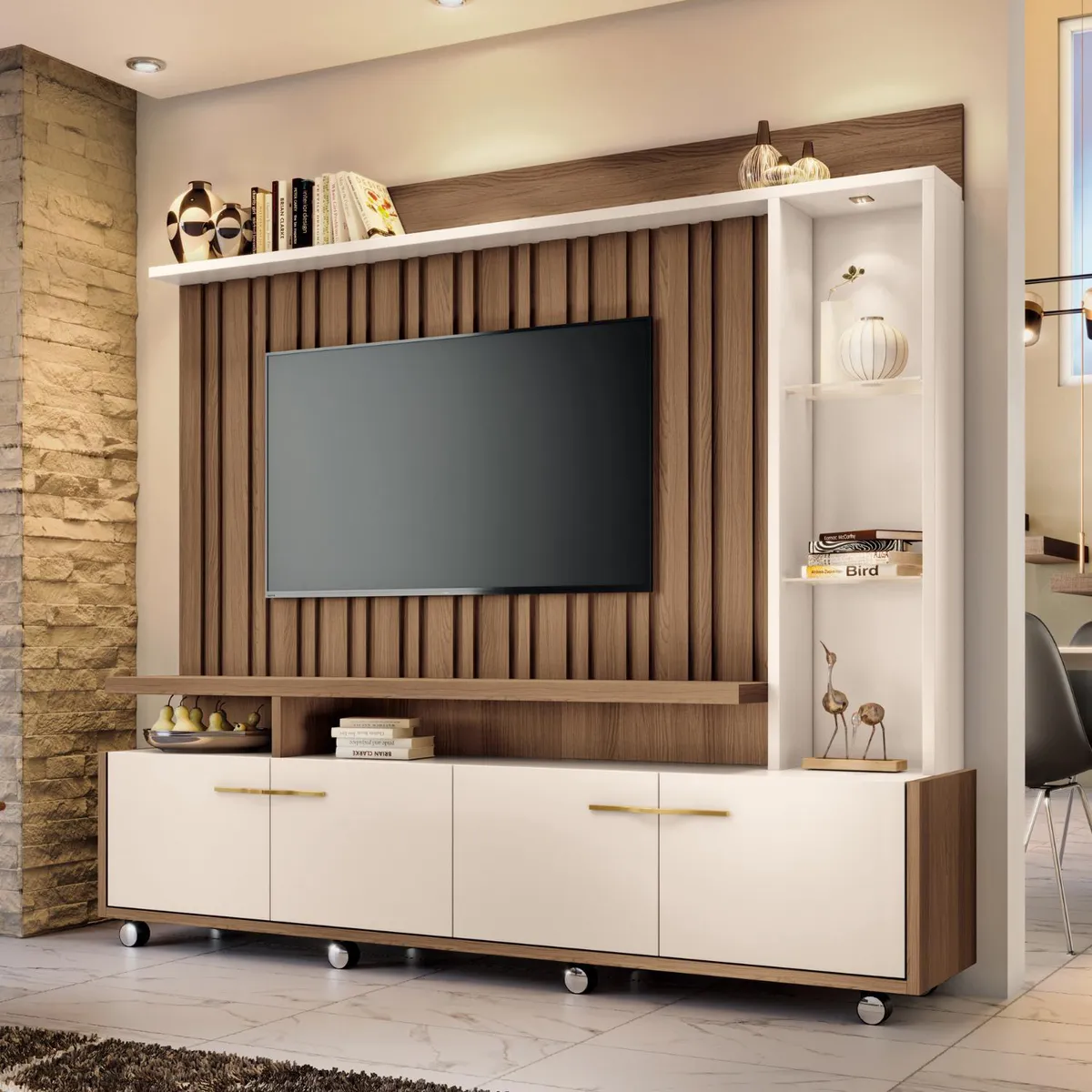 ONESSTA - Home 65 " Titan Castaño/OFF White 200x190x36.5 cm