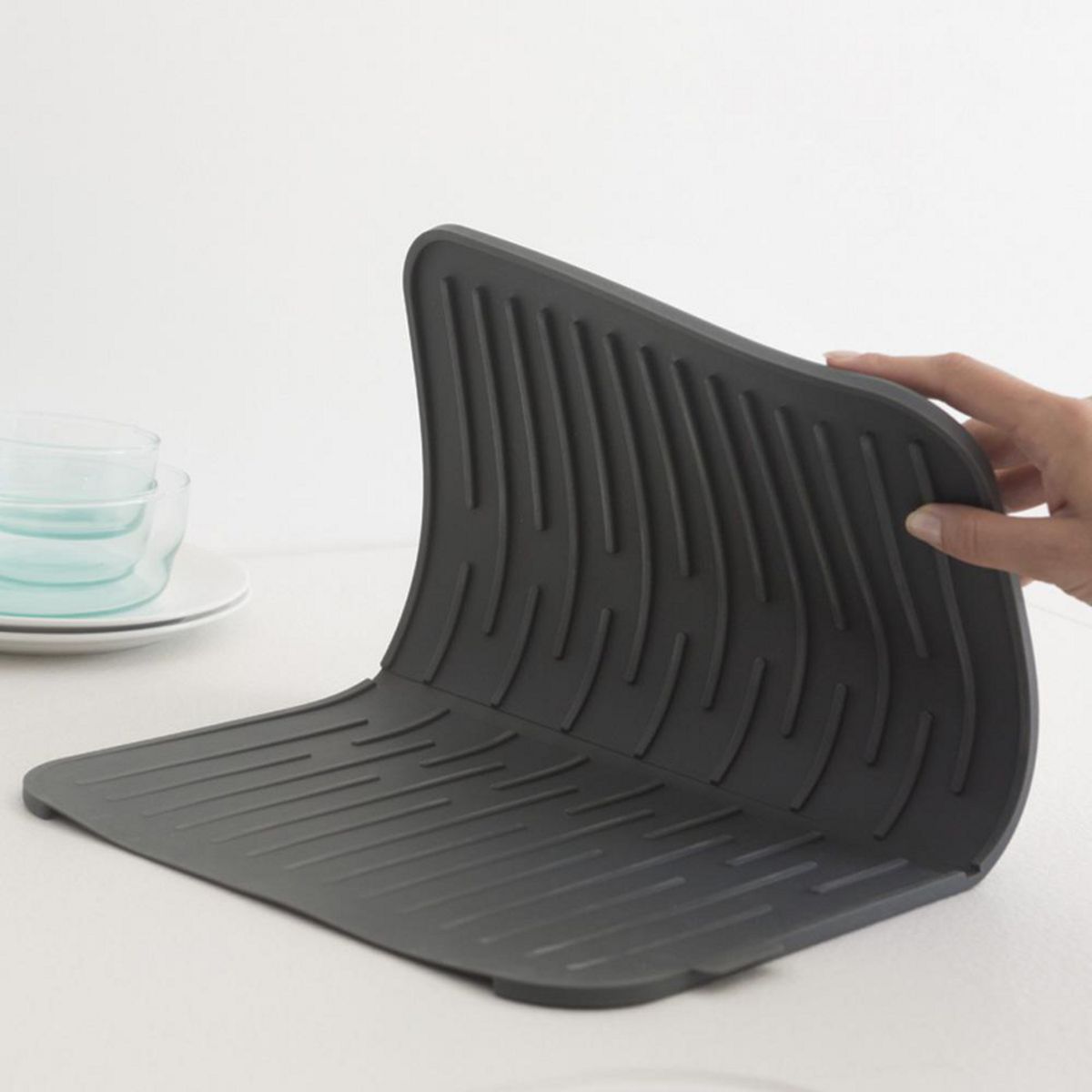 BRABANTIA - Bandeja secaplatos silicona 44x32 cm gris