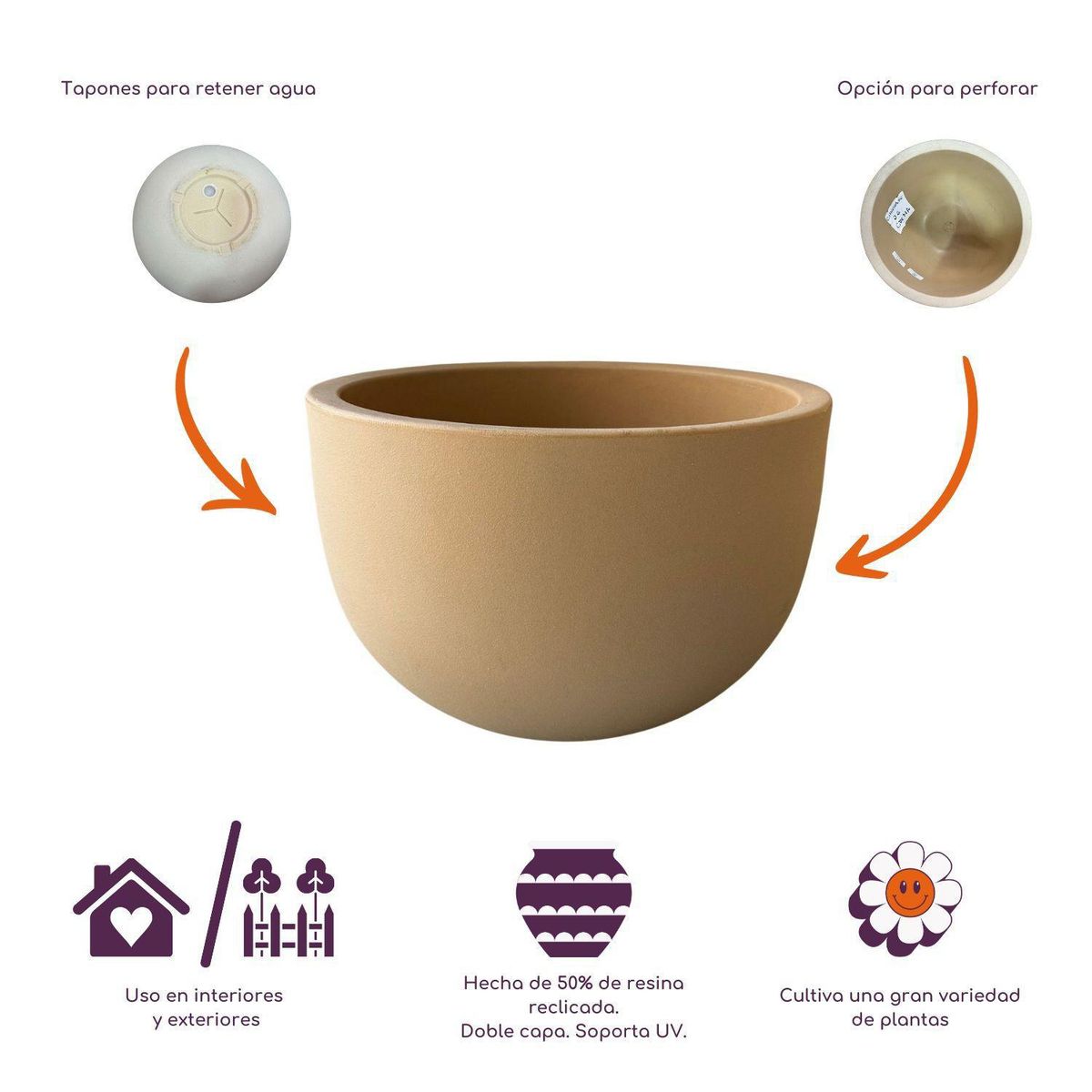 POTTERY - Macetero Rotomoldeo de Polietileno 40.6x26 cm Negro