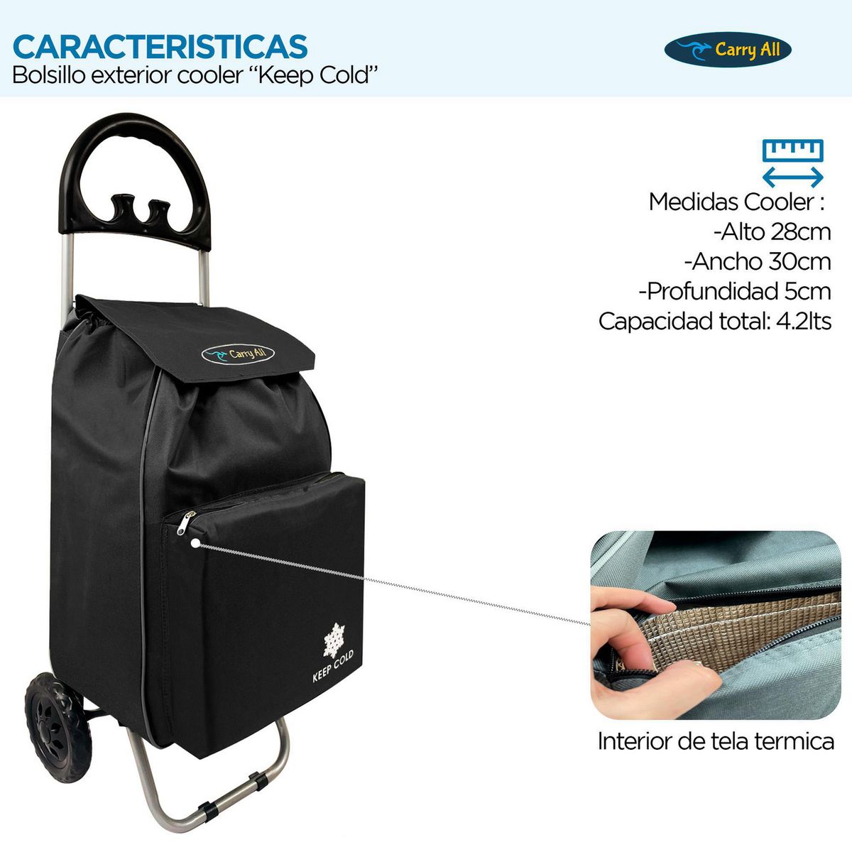CARRY ALL - Carro de compras plegable Glasgow 47 l Cooler