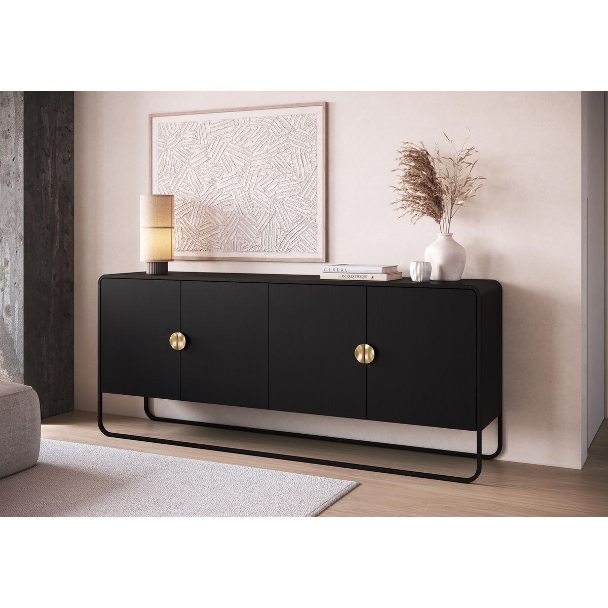DECOCASA - Buffet 28075 Negro 37.5x180x75 cm