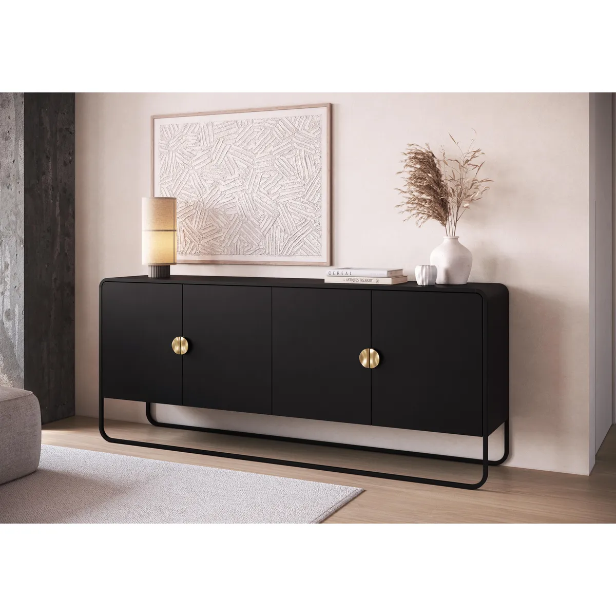 DECOCASA - Buffet 28075 Negro 37.5x180x75 cm