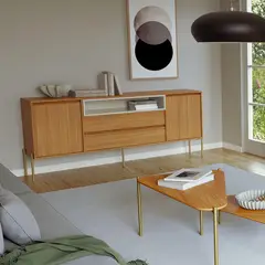 DECOCASA - Buffet TB403 Castaño Off White 41.5x184x78 cm