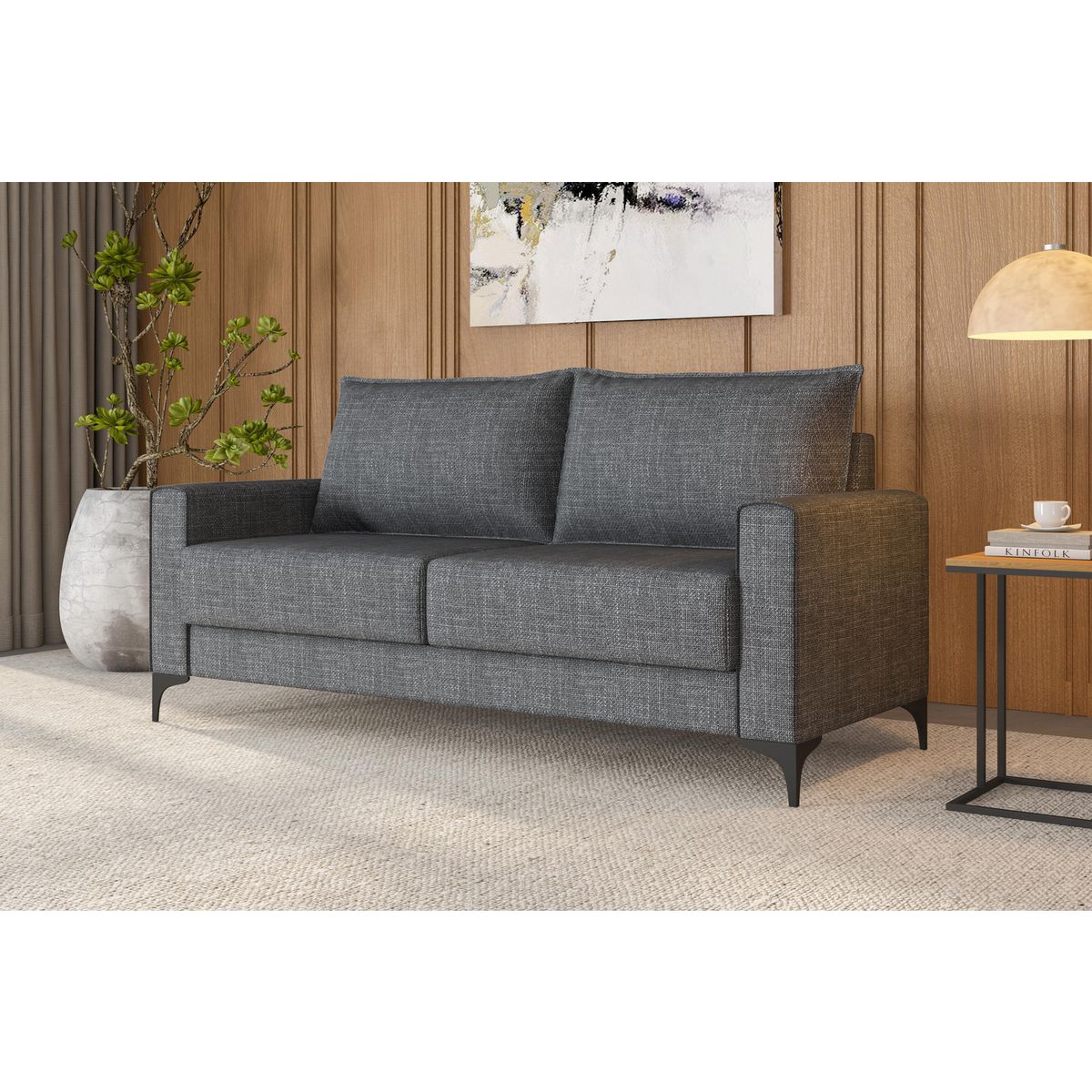 HOME MOBILI - Sofá 2 cuerpos Parma 180x101x48 cm Gris