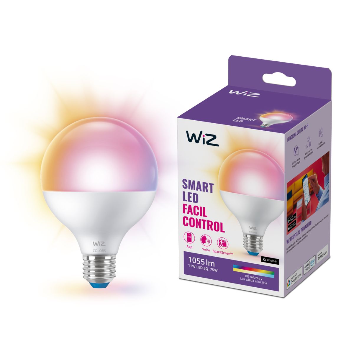 WIZ - Ampolleta Inteligente Wifi Globo 11 W E27 1055 lm Luz Multicolor