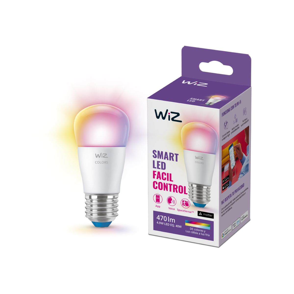 WIZ - Ampolleta Inteligente Wifi Mini 4.9 W E27 470 lm Luz Multicolor