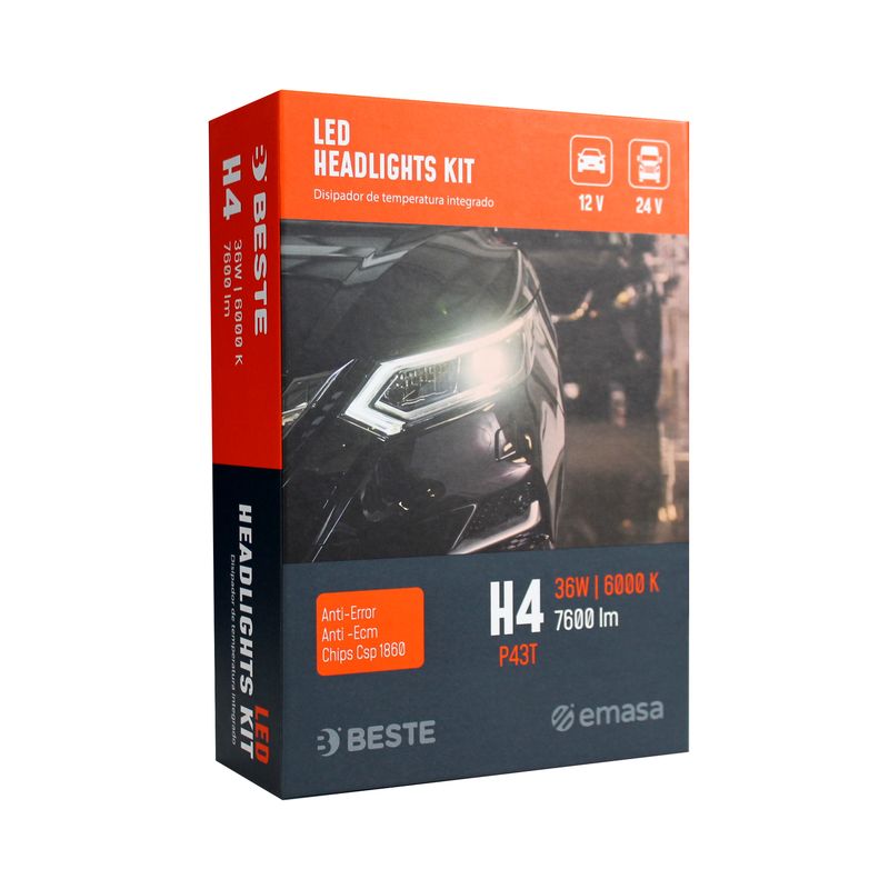 BESTE - Kit 2 Ampolletas led para automóvil H4