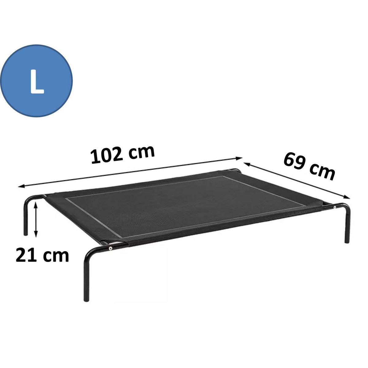 LERNEN - Cama Refrescante en Altura para Perro 30x24x113 cm Negro