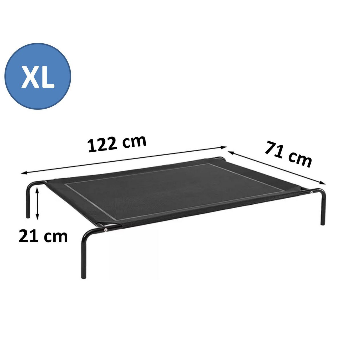LERNEN - Cama Refrescante en Altura para Perro 28x130x21 cm Negro