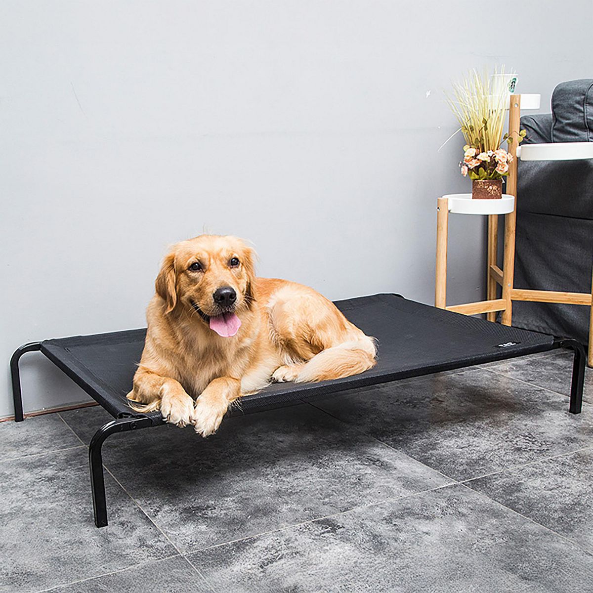 LERNEN - Cama Refrescante en Altura para Perro 28x130x21 cm Negro