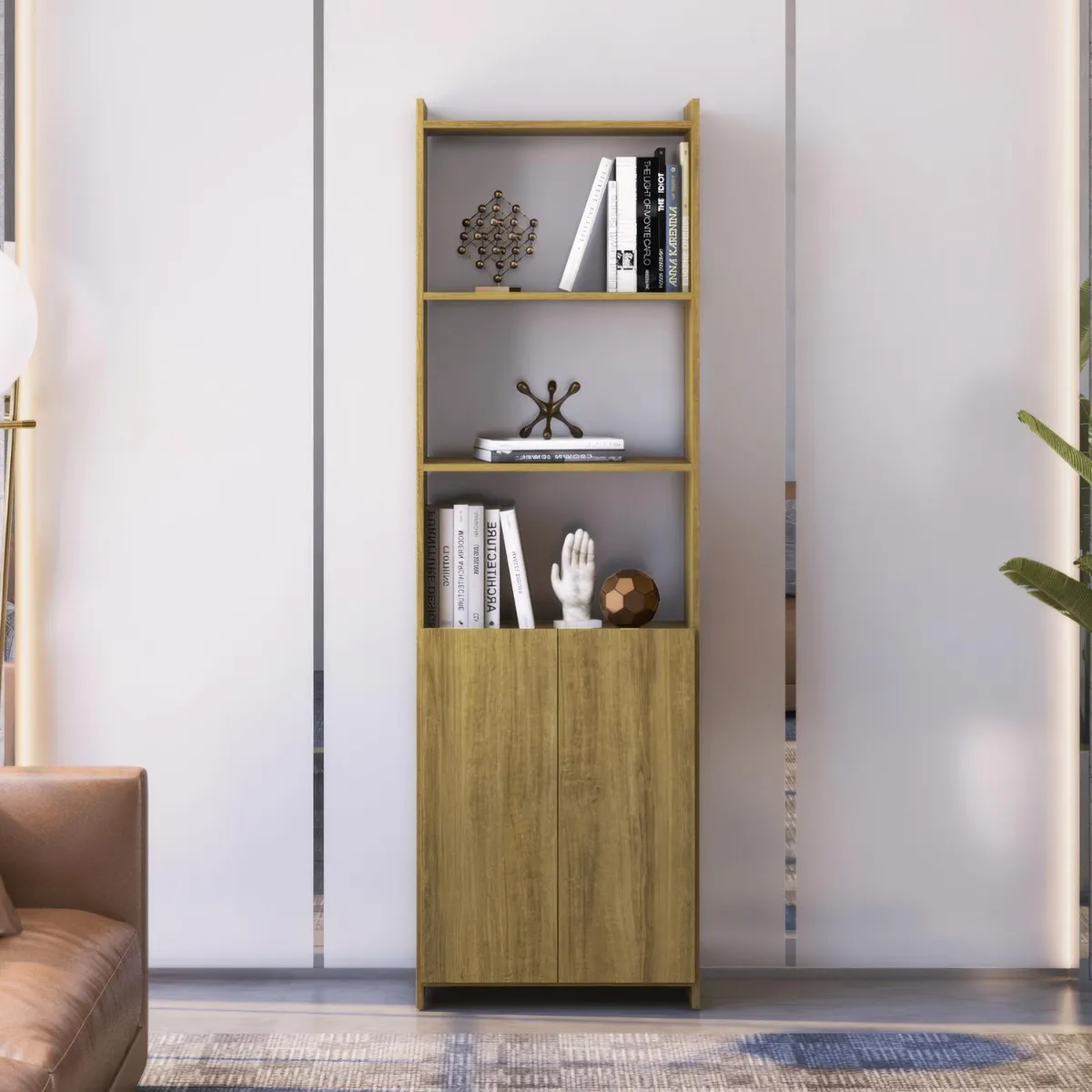 ONESSTA - Librero MDP 5 Nivel(es) 57x183x30 cm Café