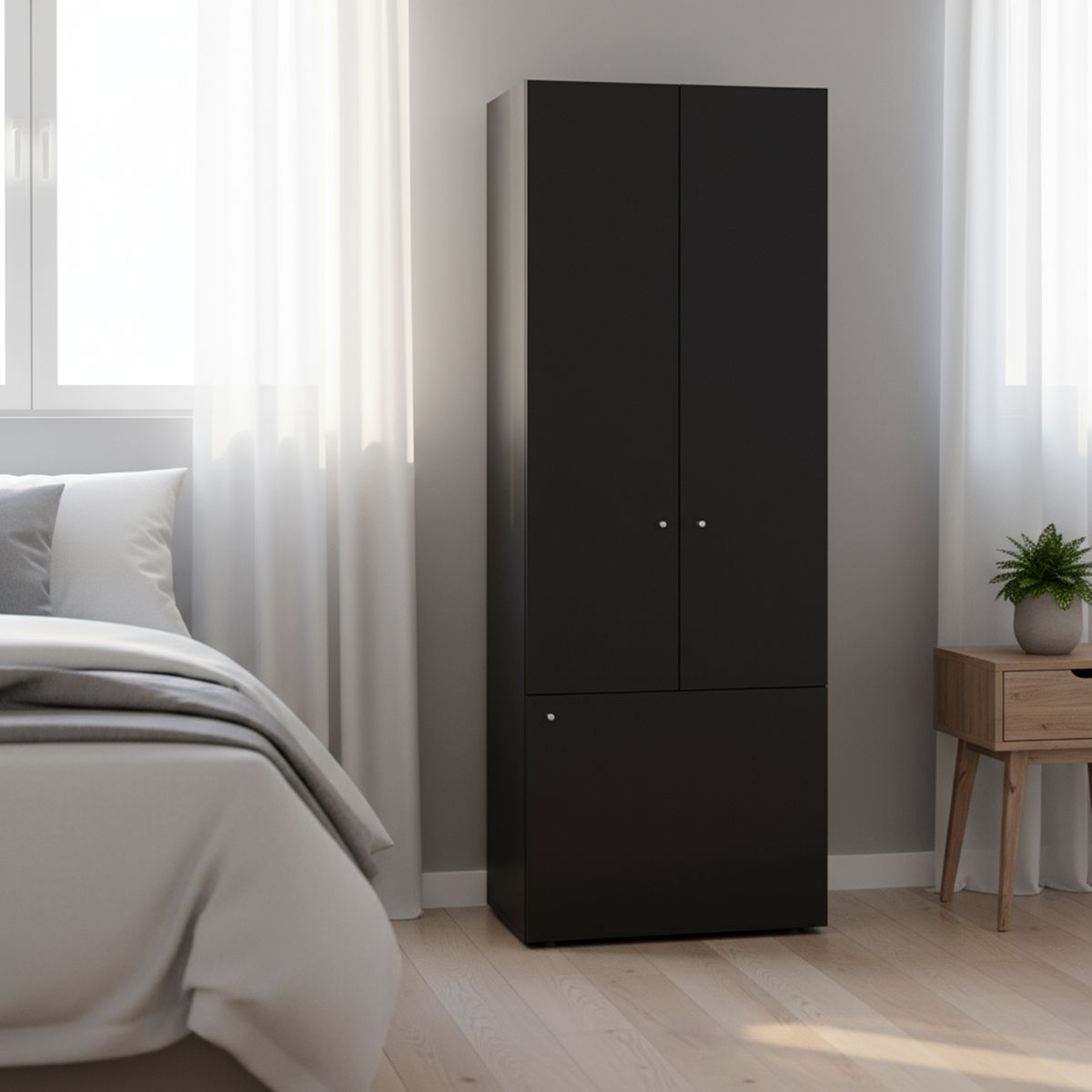 TUHOME - Closet 3 Puerta(s) 3 Repisa(s) 60x170x40.2 cm Wengue