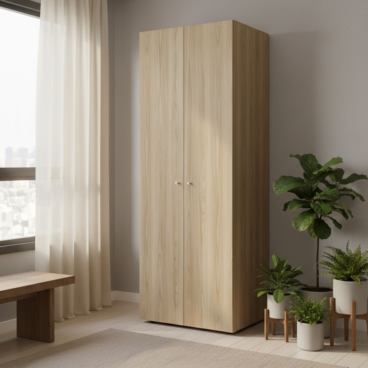 TUHOME - Closet 2 Puerta(s) 3 Repisa(s) 60x170x40.2 cm Fresno