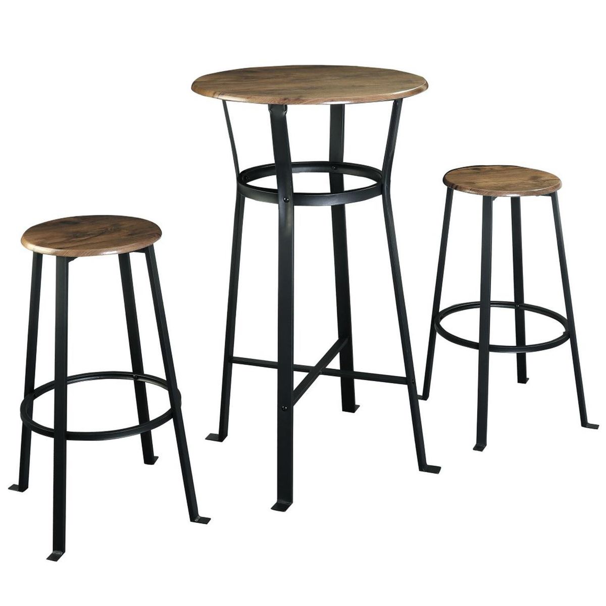 IDETEX - Juego de Comedor Murray 2 Sillas Mesa Redonda 60 x 108 cm Café