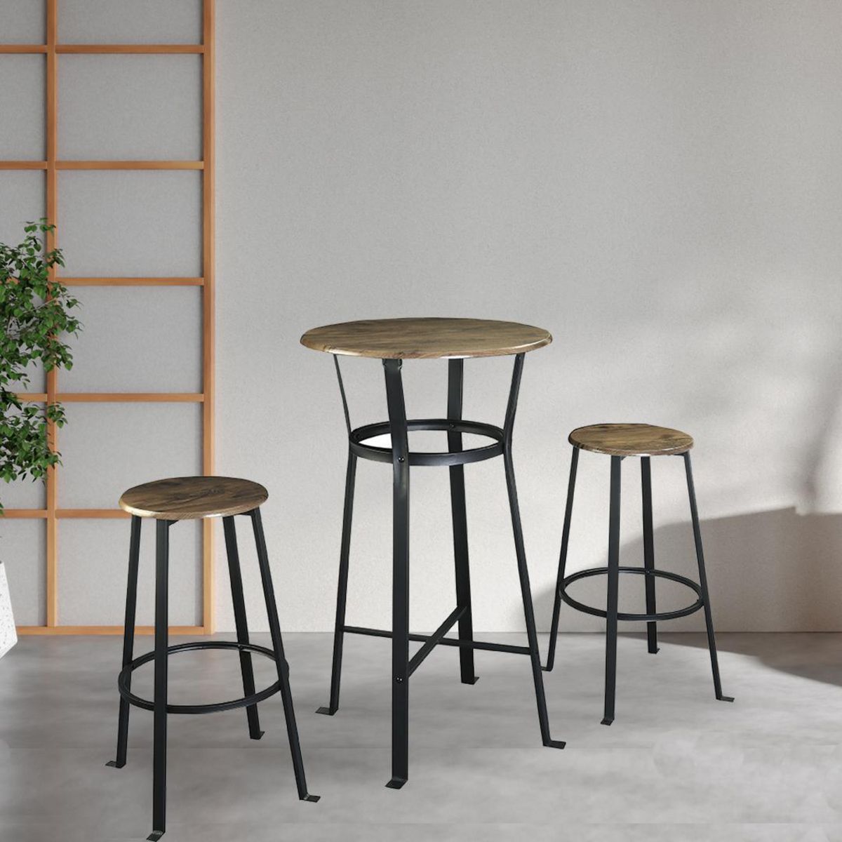 IDETEX - Juego de Comedor Murray 2 Sillas Mesa Redonda 60 x 108 cm Café