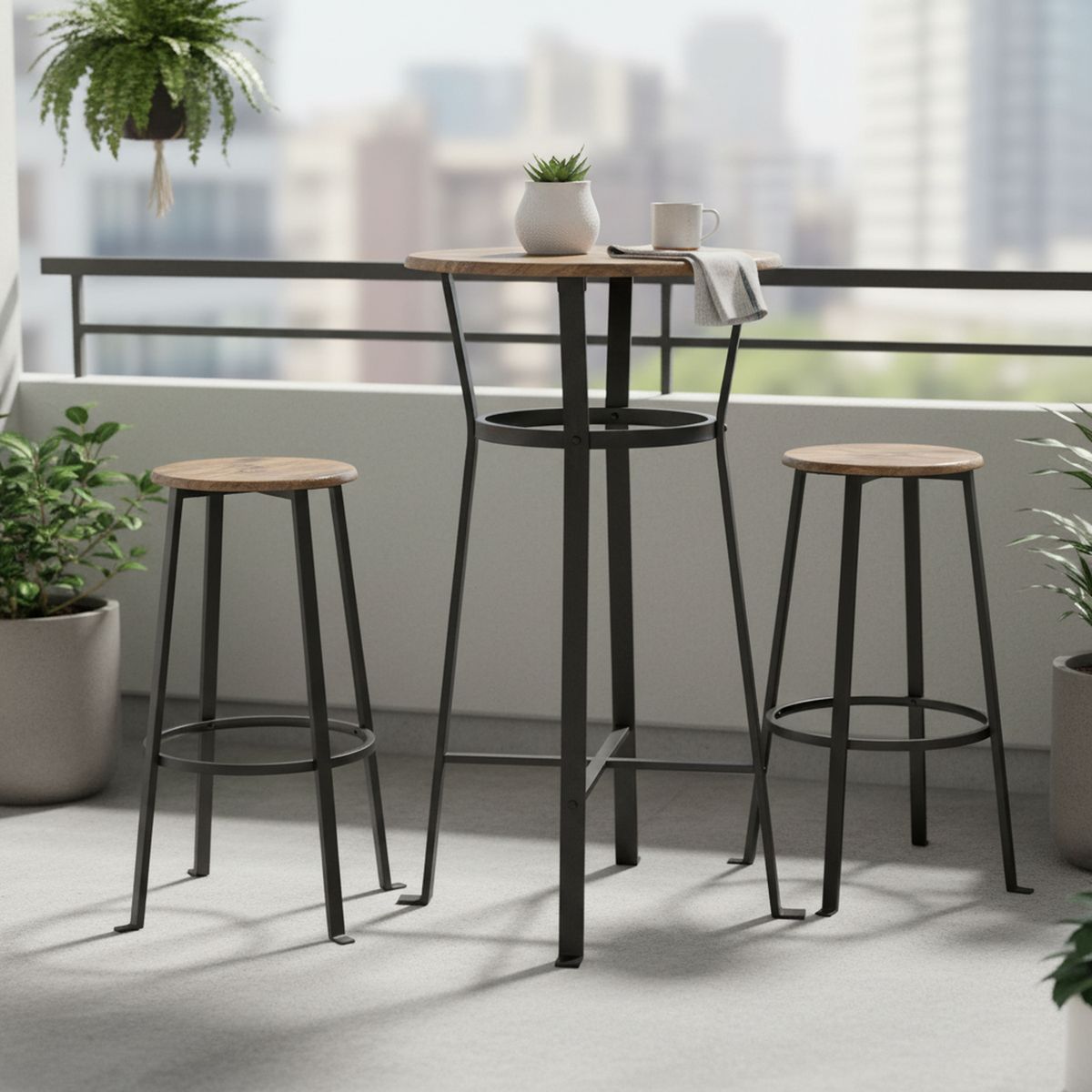 IDETEX - Juego de Comedor Murray 2 Sillas Mesa Redonda 60 x 108 cm Café