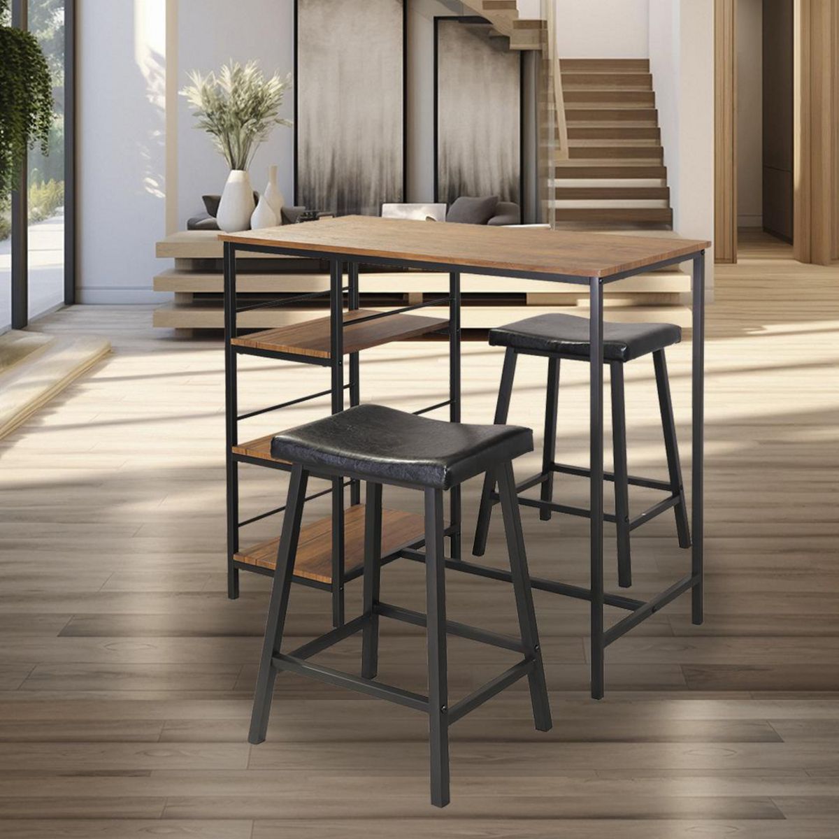 IDETEX - Juego de Comedor Vesant 2 Sillas Mesa Rectangular 102 x 50 x 91 cm Café