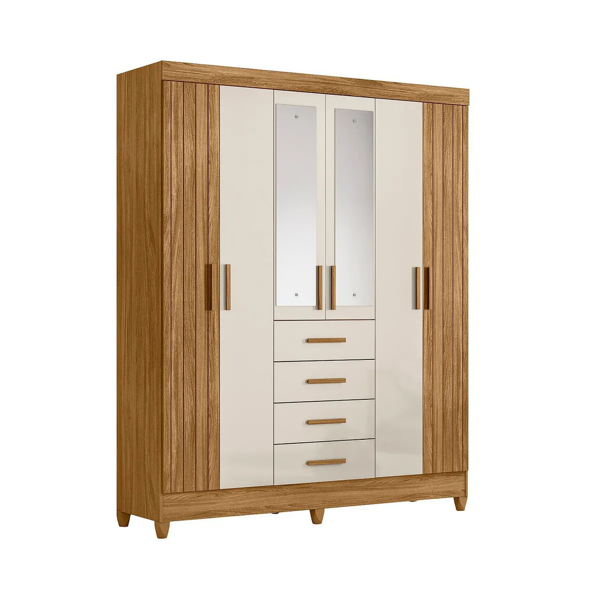 AMUV - Closet Palermo 6 Puerta(s) 4 Cajón(es) 4 Repisa(s) 165x204x47 cm Café/Off white