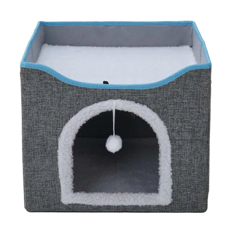 Cama Casa con Rascador para Gato 34x41x40 cm Gris