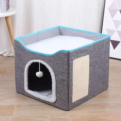 Imagen 2 del producto Cama Casa con Rascador para Gato 34x41x40 cm Gris
