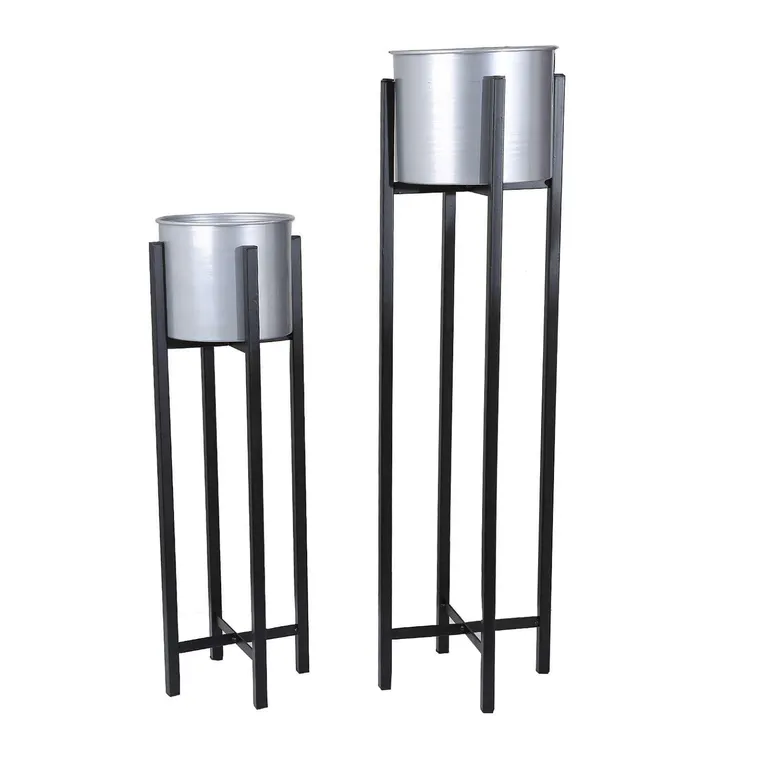 Set 2 Maceteros de Metal 22x85 Gris